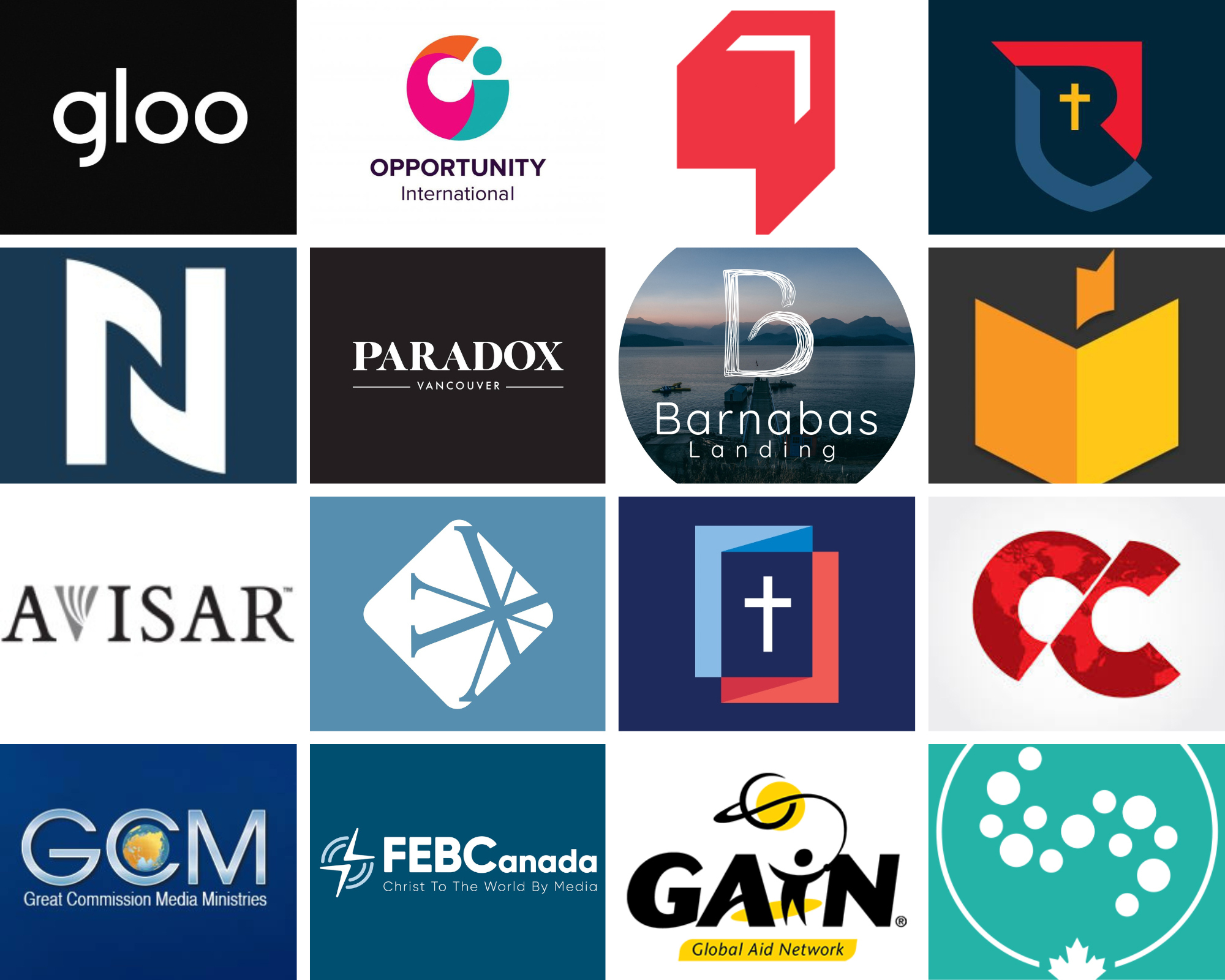 Photo collage of colourful company logos